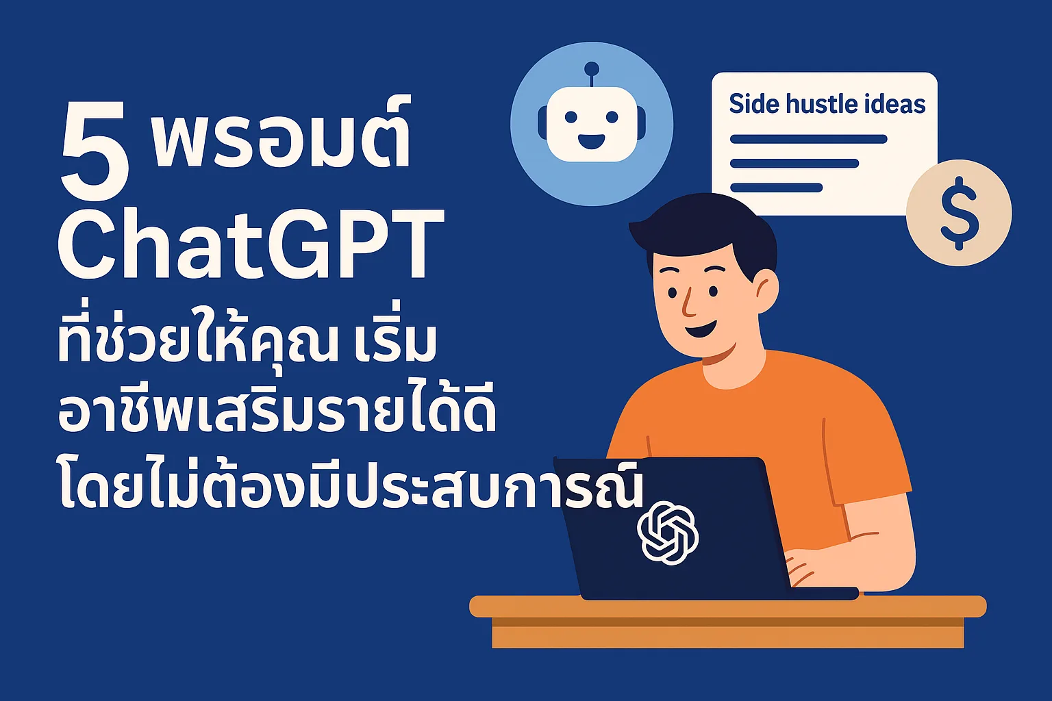 5 พรอมต์ ChatGPT ที่ช่วยให้คุณเริ่มอาชีพเสริมรายได้ดี โดยไม่ต้องมีประสบการณ์