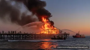 ไฟไหม้ Custom House Wharf คุมเพลิงได้แล้ว เสียหายหนัก 1 อาคาร