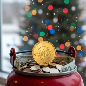 เหรียญทองคำ Salvation Army โผล่ตู้บริจาค ผู้ใจบุญนิรนามมอบโชคใหญ่ช่วยระดมทุนส่งท้ายปี