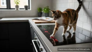 แมวกดเตาไฟฟ้า อุทาหรณ์ทาสแมว ทำไฟไหม้ครัวเสียหายหนัก