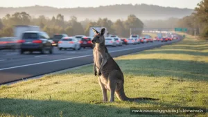 จิงโจ้หลุด ก่อเหตุวุ่นบนทางหลวงเวอร์จิเนีย ก่อนเจ้าหน้าที่จับคืนเจ้าของ